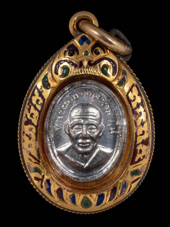 เหรียญเม็ดแตงหลวงปู่ทวด วัดช้างให้ ปี08 พร้อมเลี่ยมทอง