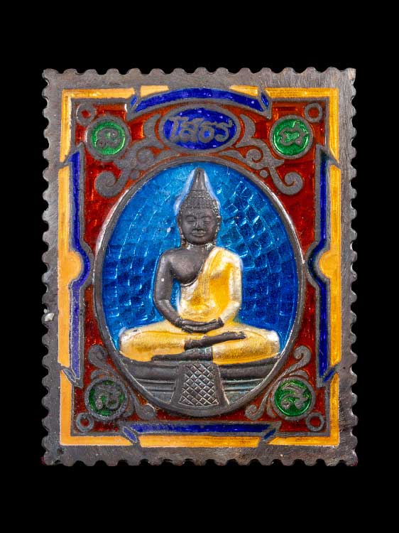 เหรียญแสตมป์หลวงพ่อโสธร เนื้อเงินลงยา พิมพ์ใหญ่-1