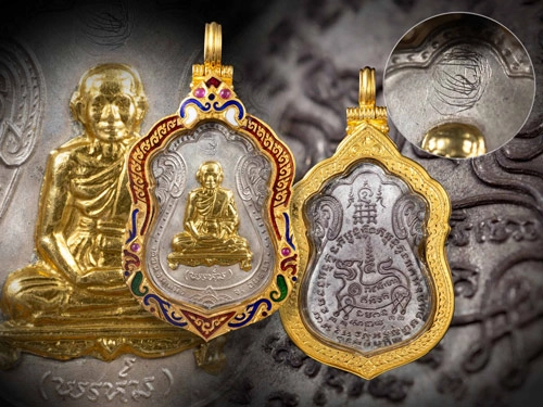 เหรียญพ่อพรห์มวัดขนอนเหนือกรรมการเนื้อ3กษัตริย์หน้ากากทองคำพร้อมเลี่ยมทองสั่งทำ-1