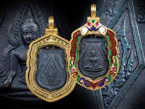 เหรียญพระพุทธชินราชอินโดจีน วัดสุทัศน์ สวยเดิมมาก พร้อมเลี่ยมทองลงยาสีสั่งทำ-1