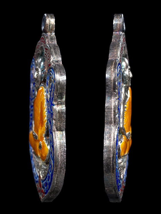 เหรียญเสมาหลวงพ่อม่น วัดเนินตามาก เนื้อเงินลงยา3สี สวยเดิม พร้อมกล่องเดิม-1